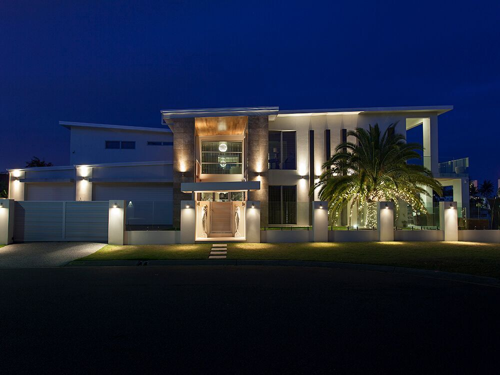 Luxury Nikal-built residence at dusk on the Gold Coast